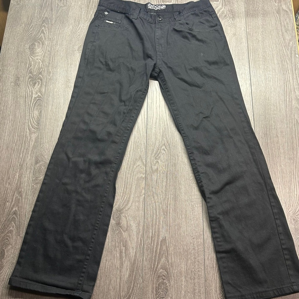 Enyce Mens Black 34 x 32 Cotton Twill Pants Y2K Sean Combs Co Straight Leg